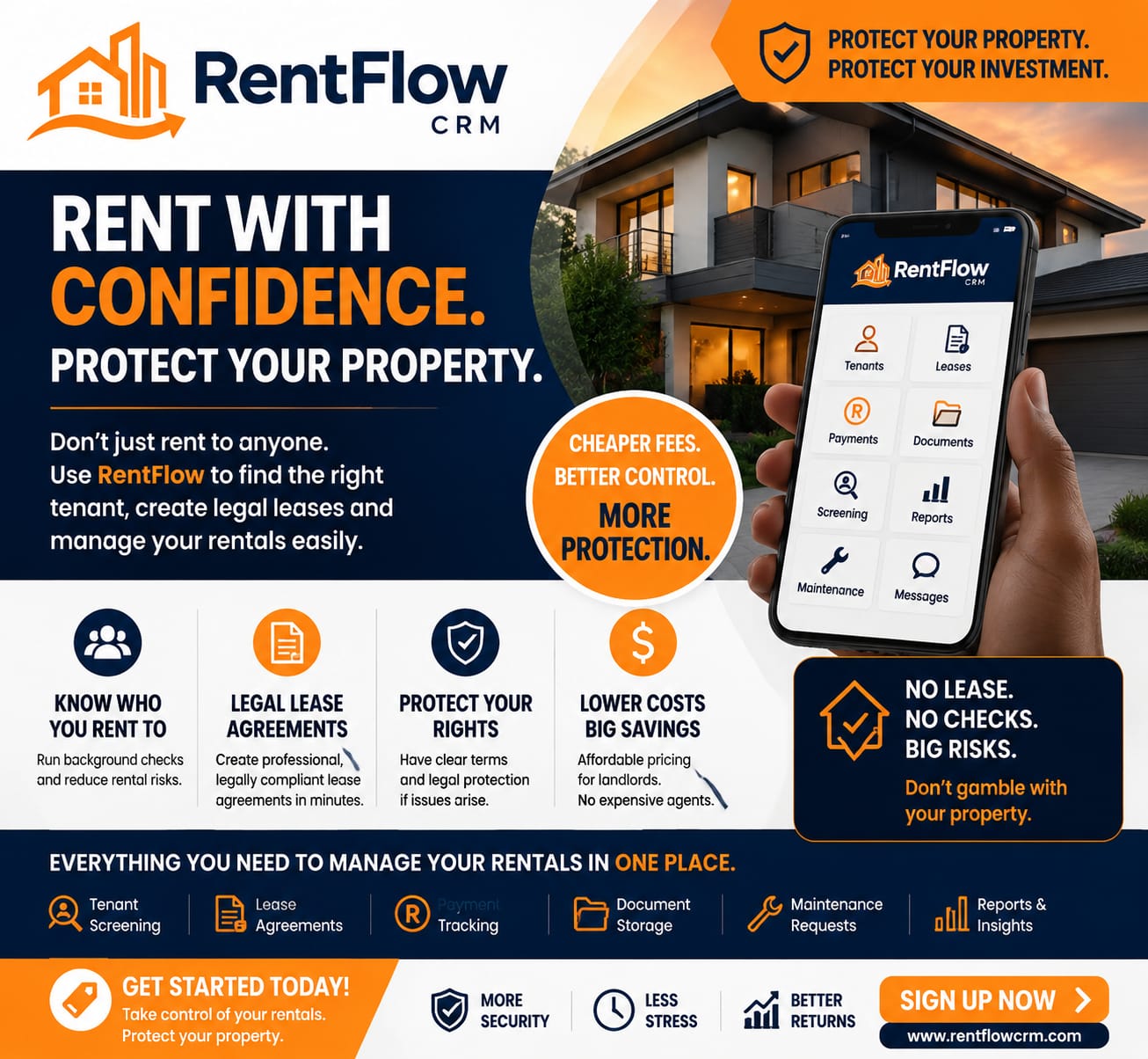 RentFlow CRM - Rent With Confidence. Protect Your Property