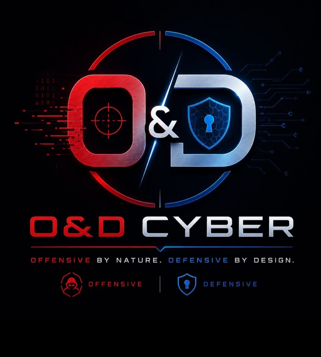 O&D Cyber logo showing offensive and defensive security