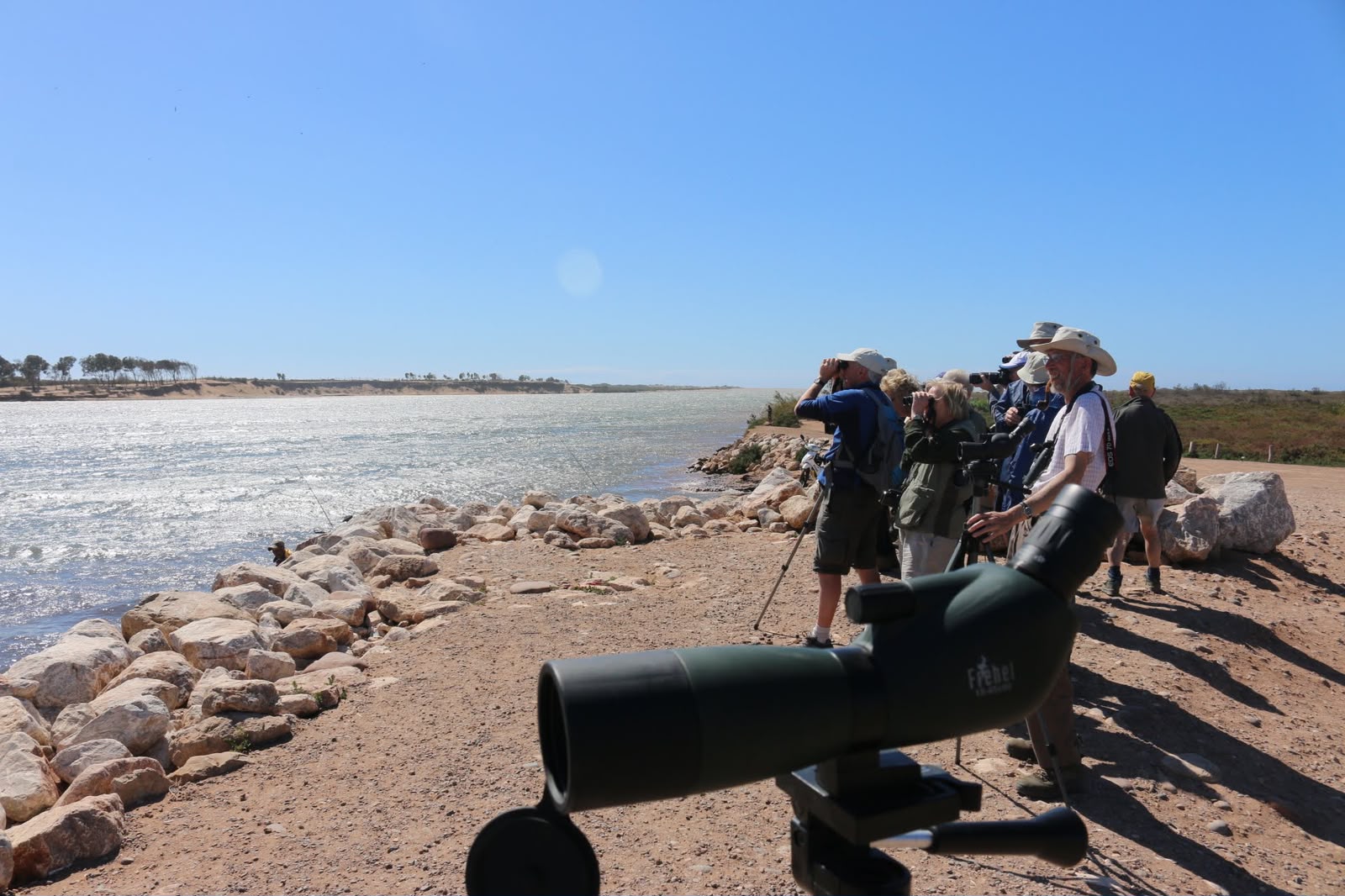 Mohamed Belfakir guiding a birdwatching tour in the wetlands of Souss-Massa National Park