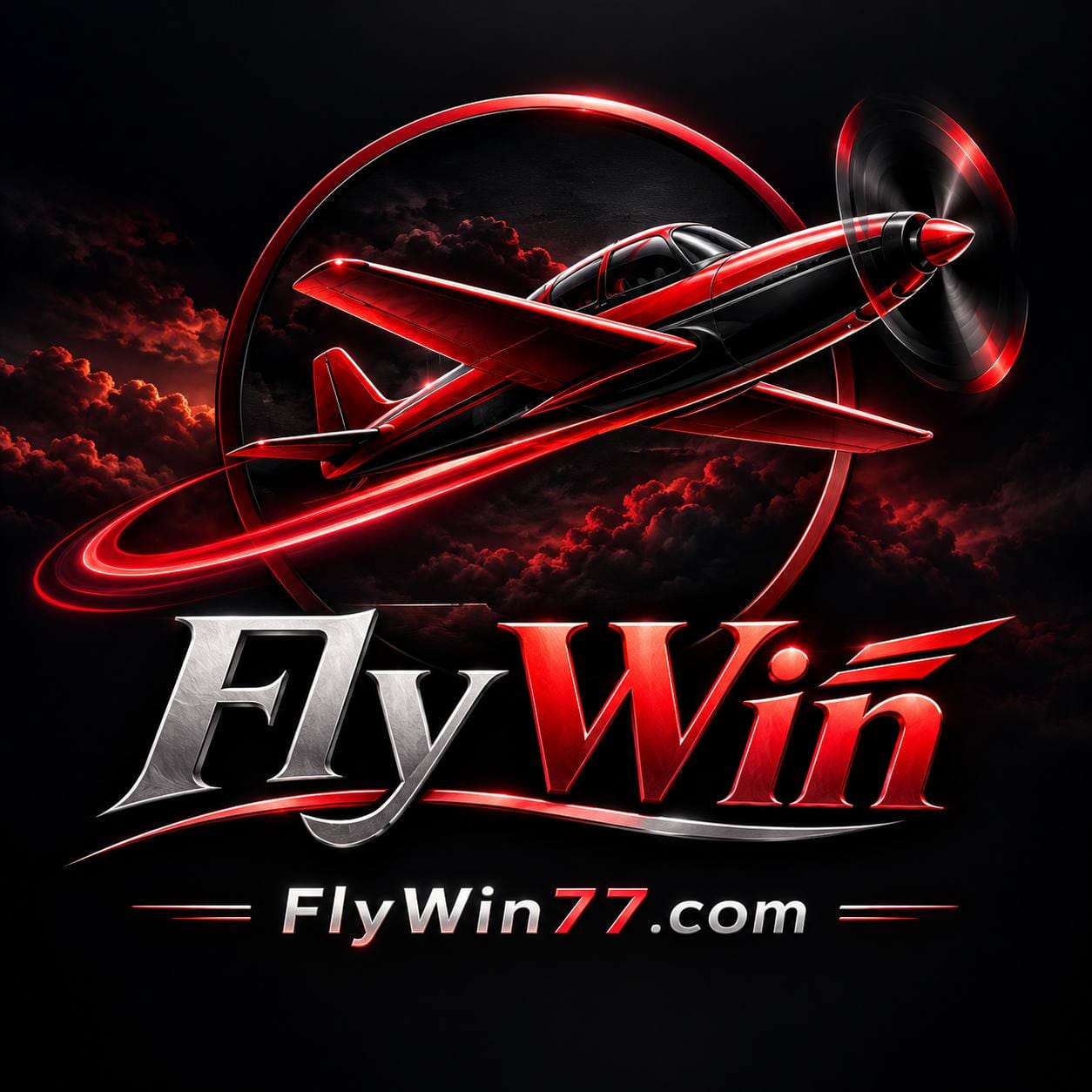 Red and black FlyWin 77 aircraft illustration