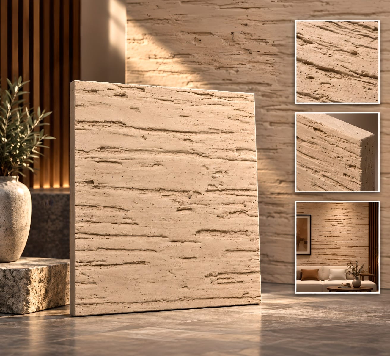 Layered Travertine decorative wall texture