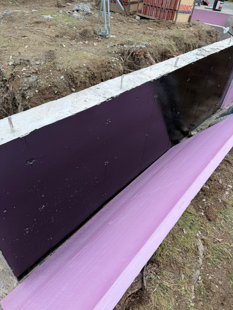 Waterproofed foundation ready for the next phase