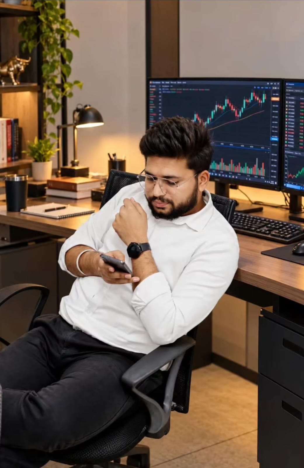 Jatin Kakkar, Chief Mentor and Founder of Wealth Titanz, working with market charts