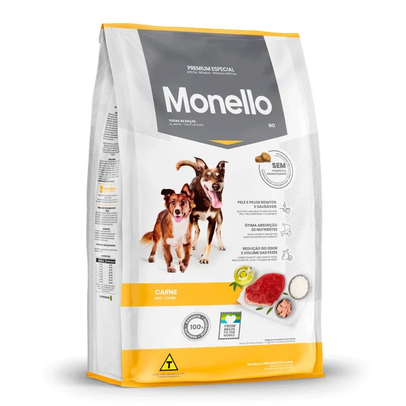 Monello GO Cães Adultos Todas as Raças Sabor Carne