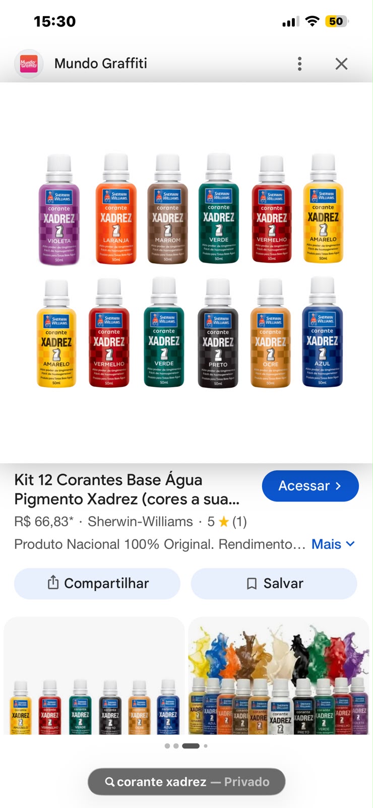Kit 12 Corantes Xadrez Base Água