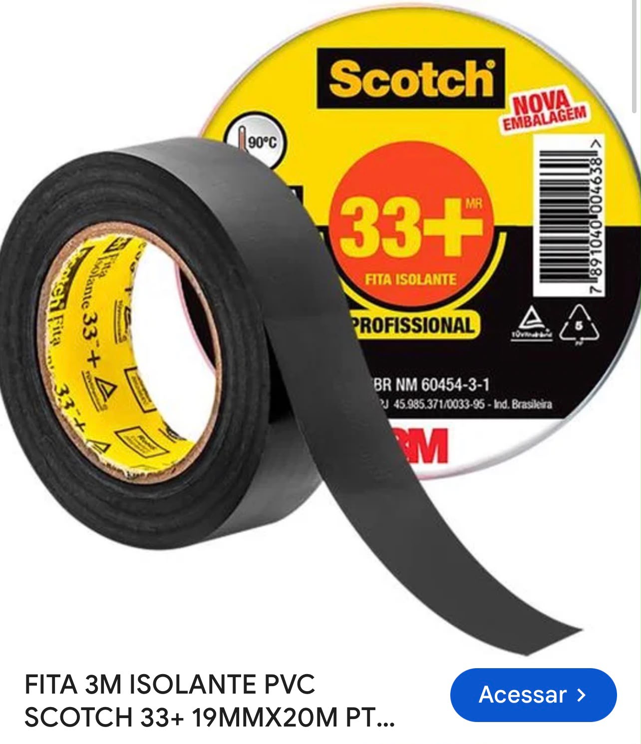 Fita Isolante Scotch 33+ 19 mm × 20 m