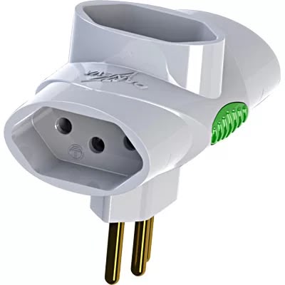 Adaptador de Tomada Triplo 2P+T com Interruptor