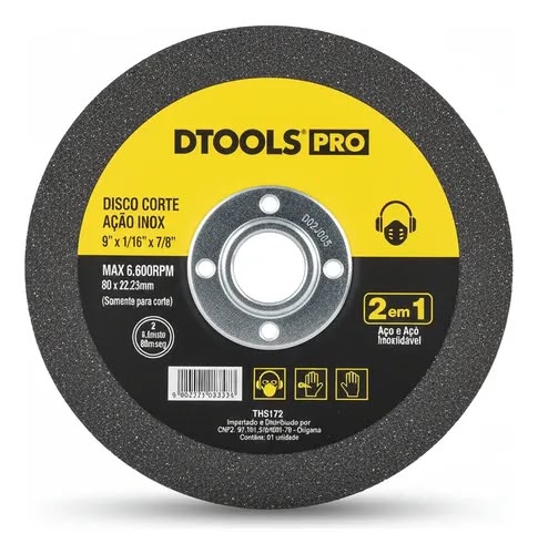 Disco de Corte DTools Pro para Aço Inox 9″ × 1/16″ × 7/8″