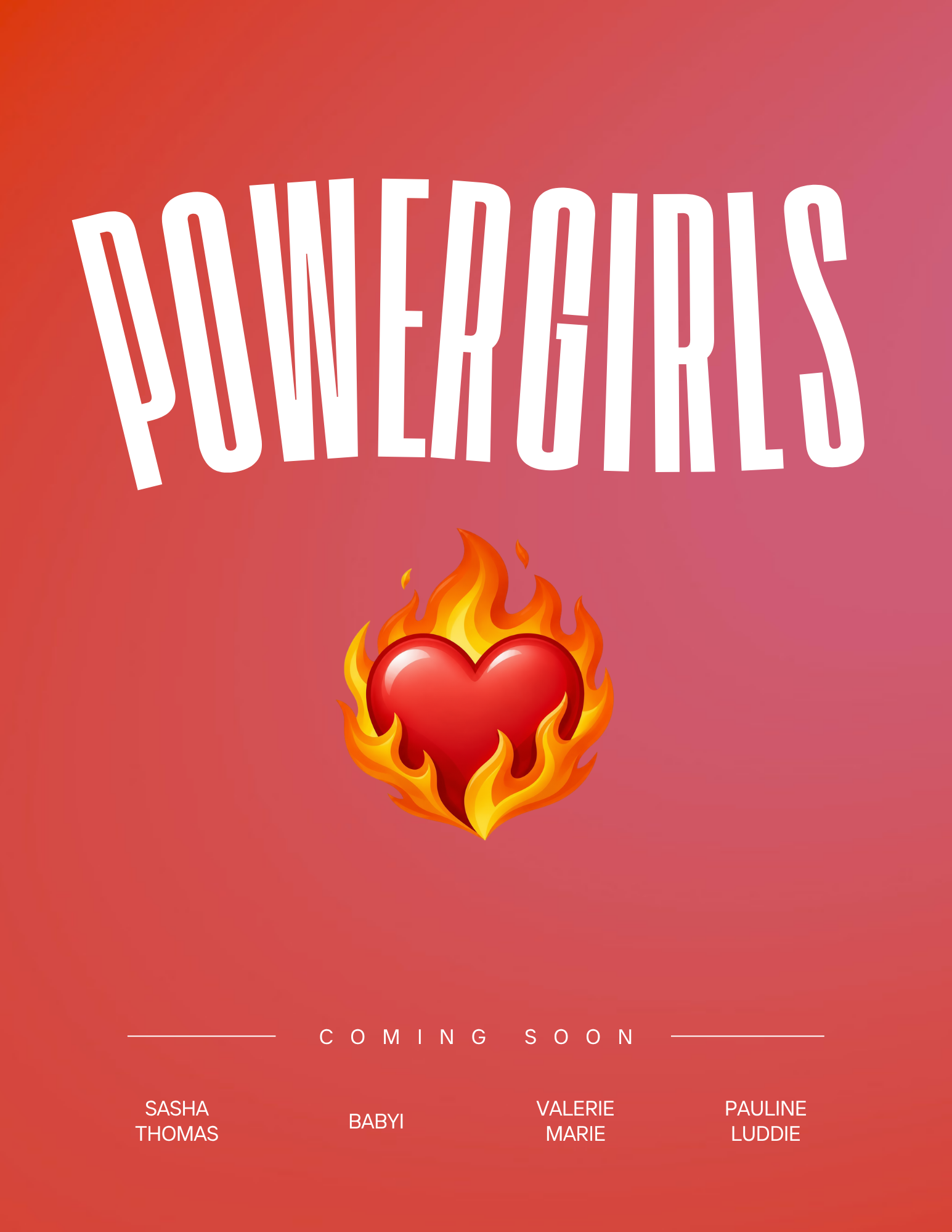 Power Girls title card with a flaming heart