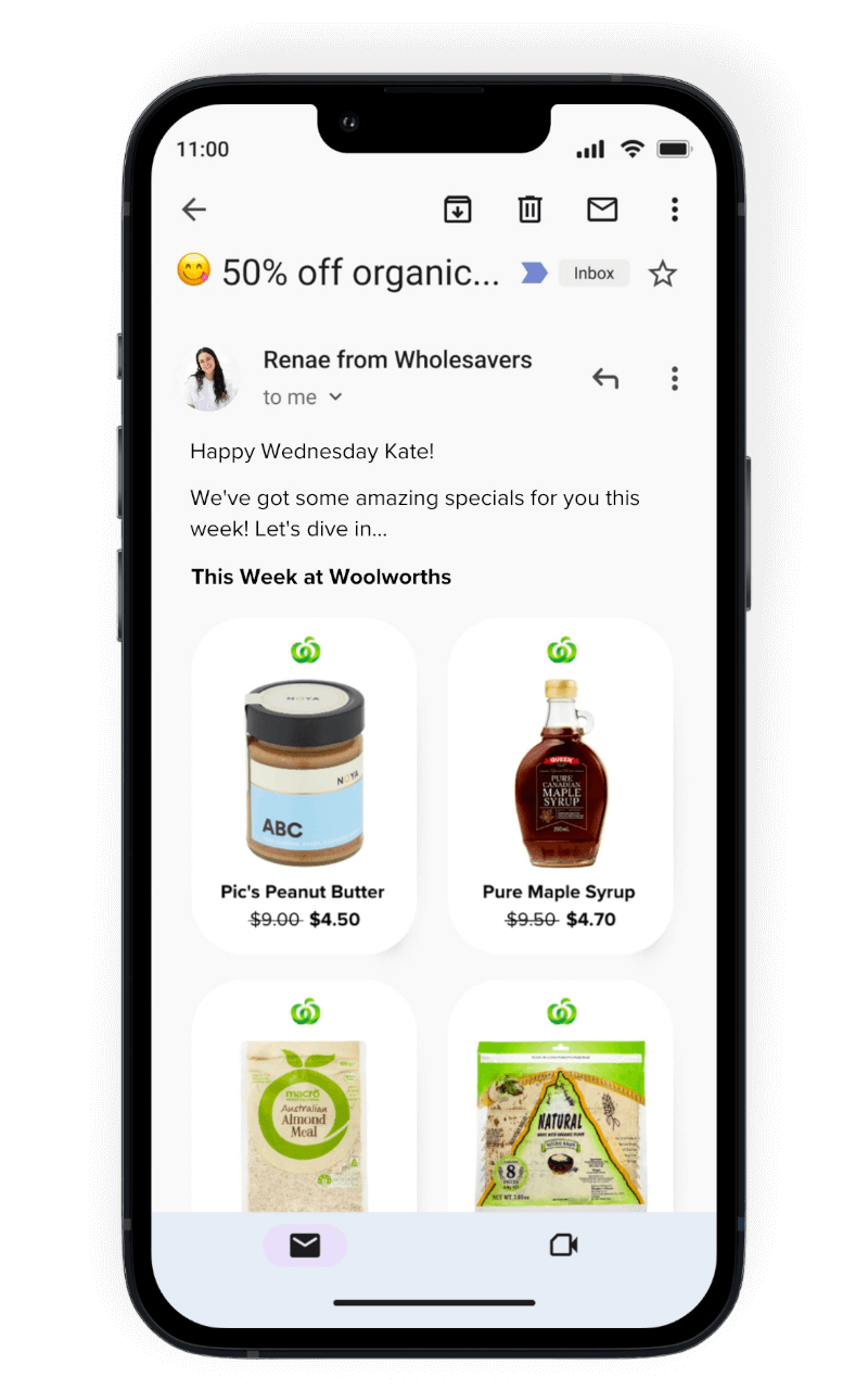 Wholesavers mobile app preview showing grocery deals