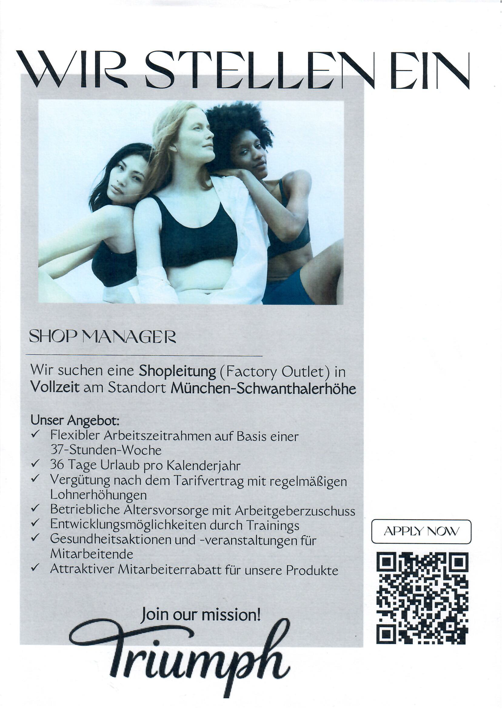 Triumph Outlet – Shop Manager / Shopleitung (m/w/d) – Factory Outlet