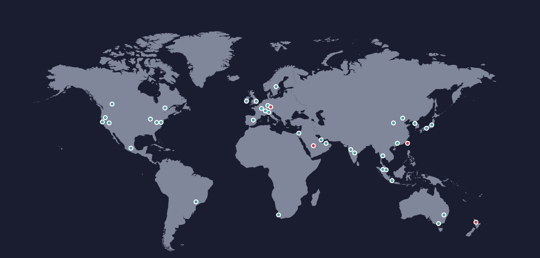 World map showing Velantro's global infrastructure