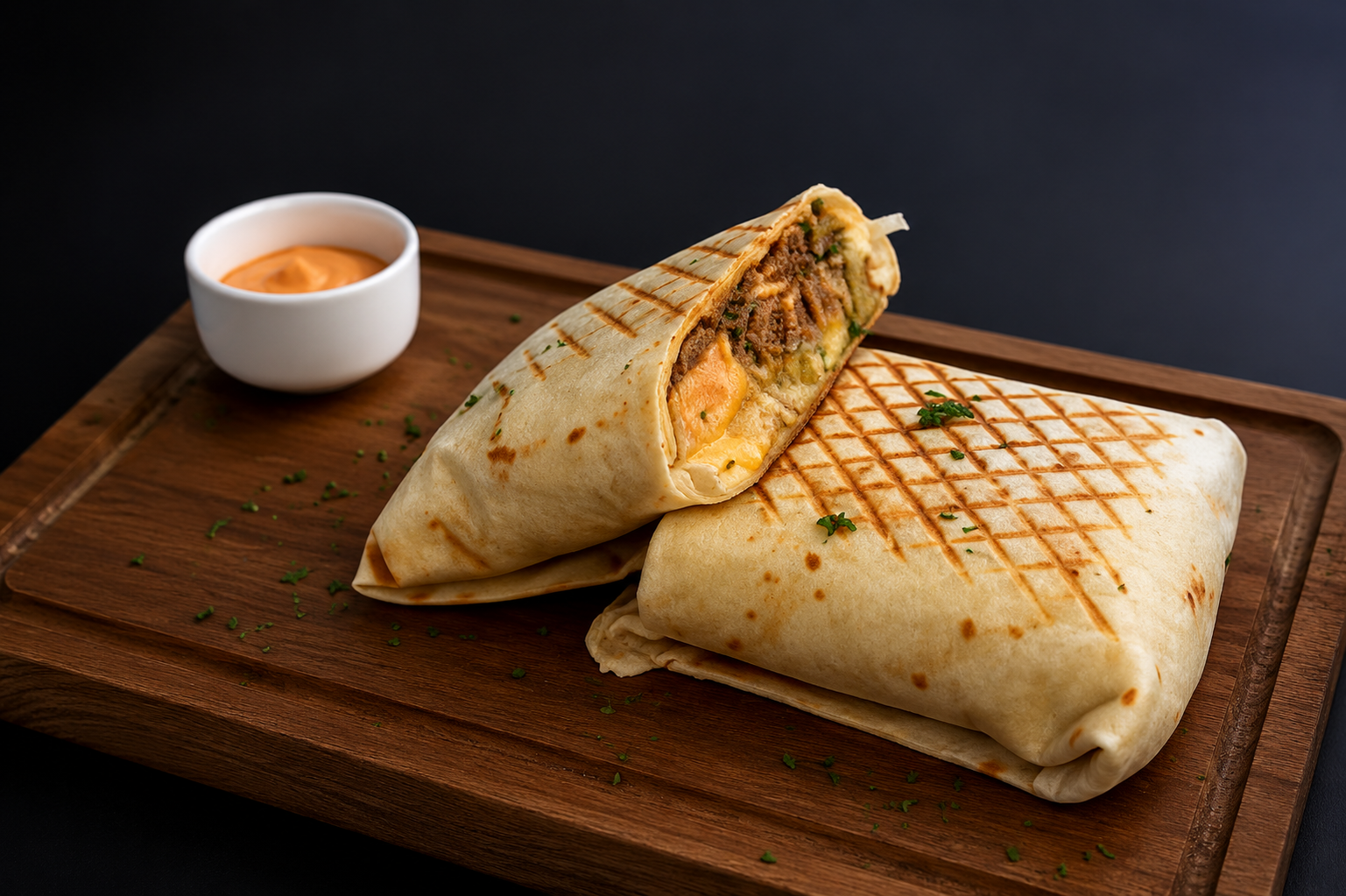 Wrap grillé au bœuf et fromage