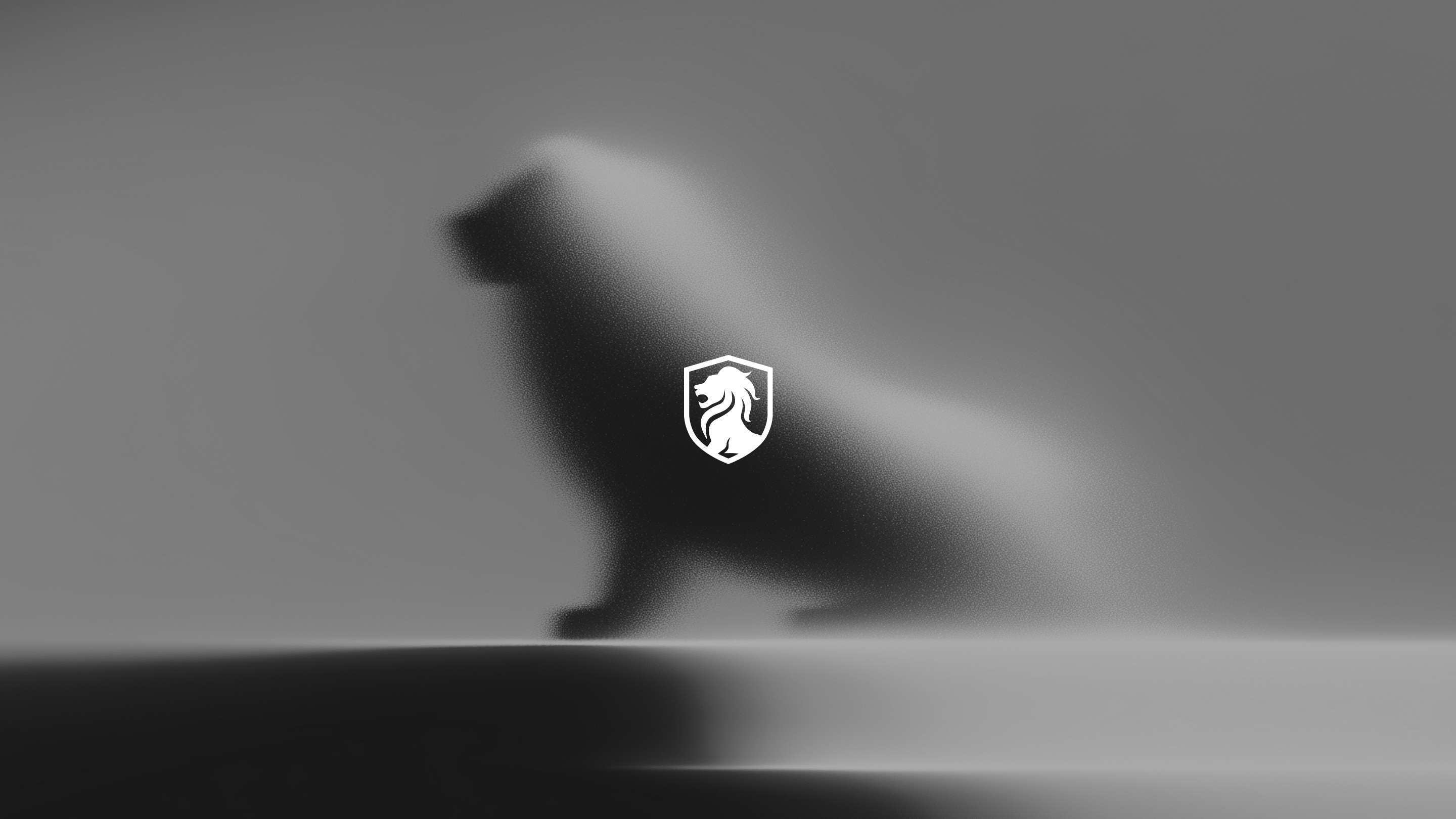 Temple logo on dramatic grayscale sculptural lion