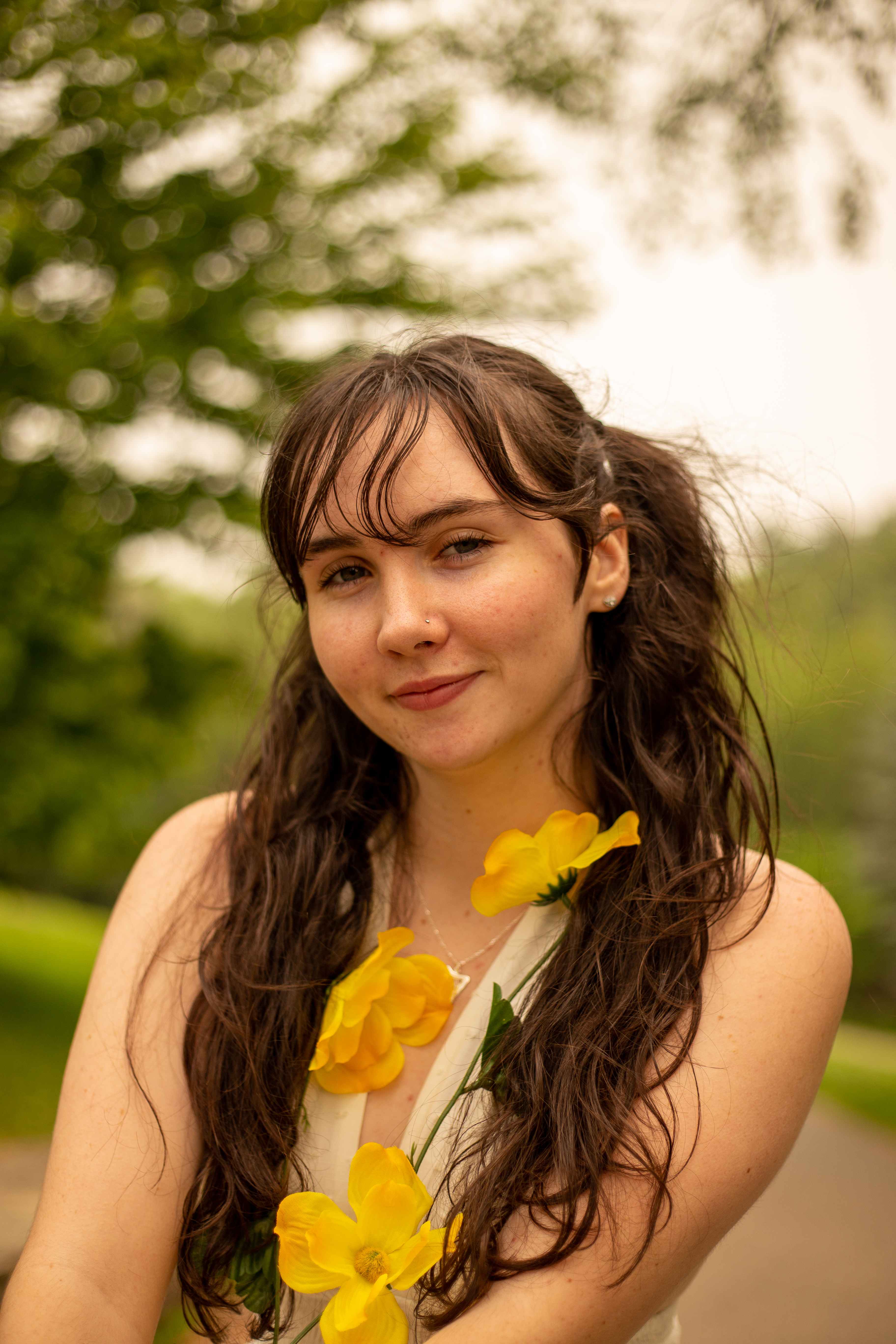 Portrait with flowers