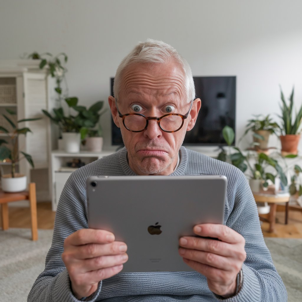 Person looking confused while using an iPad