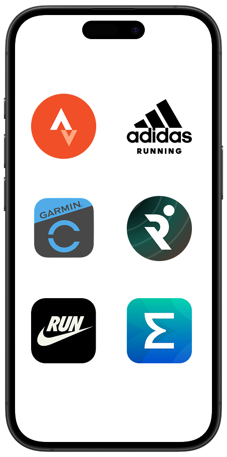 Apps aceitos: Strava, Garmin Connect, Runna, Nike Run Club, Zepp