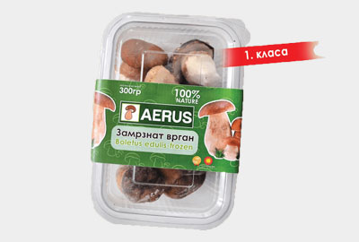 AERUS frozen porcini retail packaging