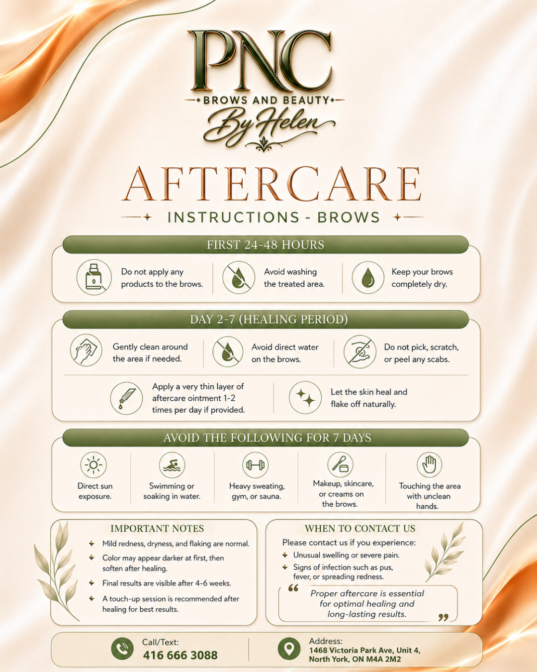 Aftercare instructions for microblading brows
