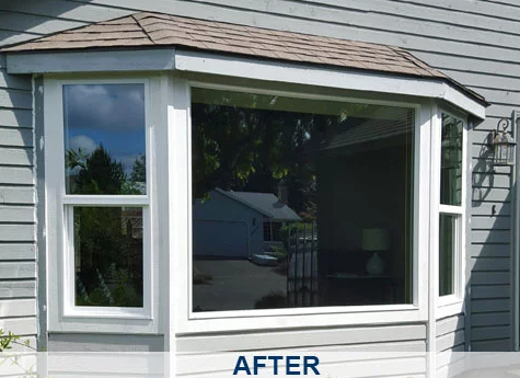 New, modern energy-efficient window with clean white frames