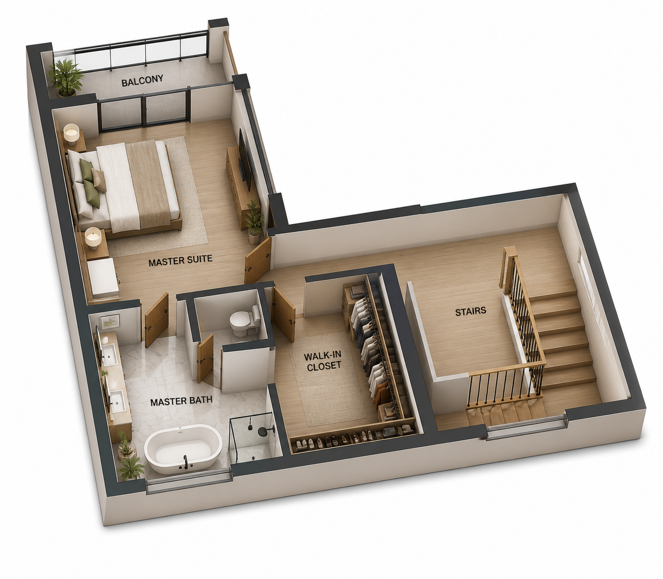 El Águila - Plano planta alta con master suite y walk-in closet