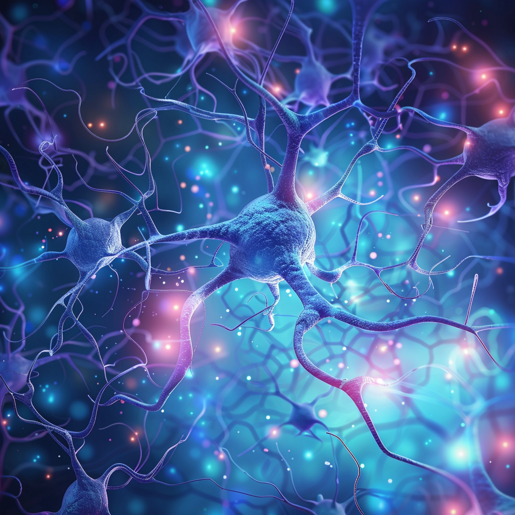 Microscopic-style neural network illustration with glowing synapses and branching neurons, used to explain differentiation.