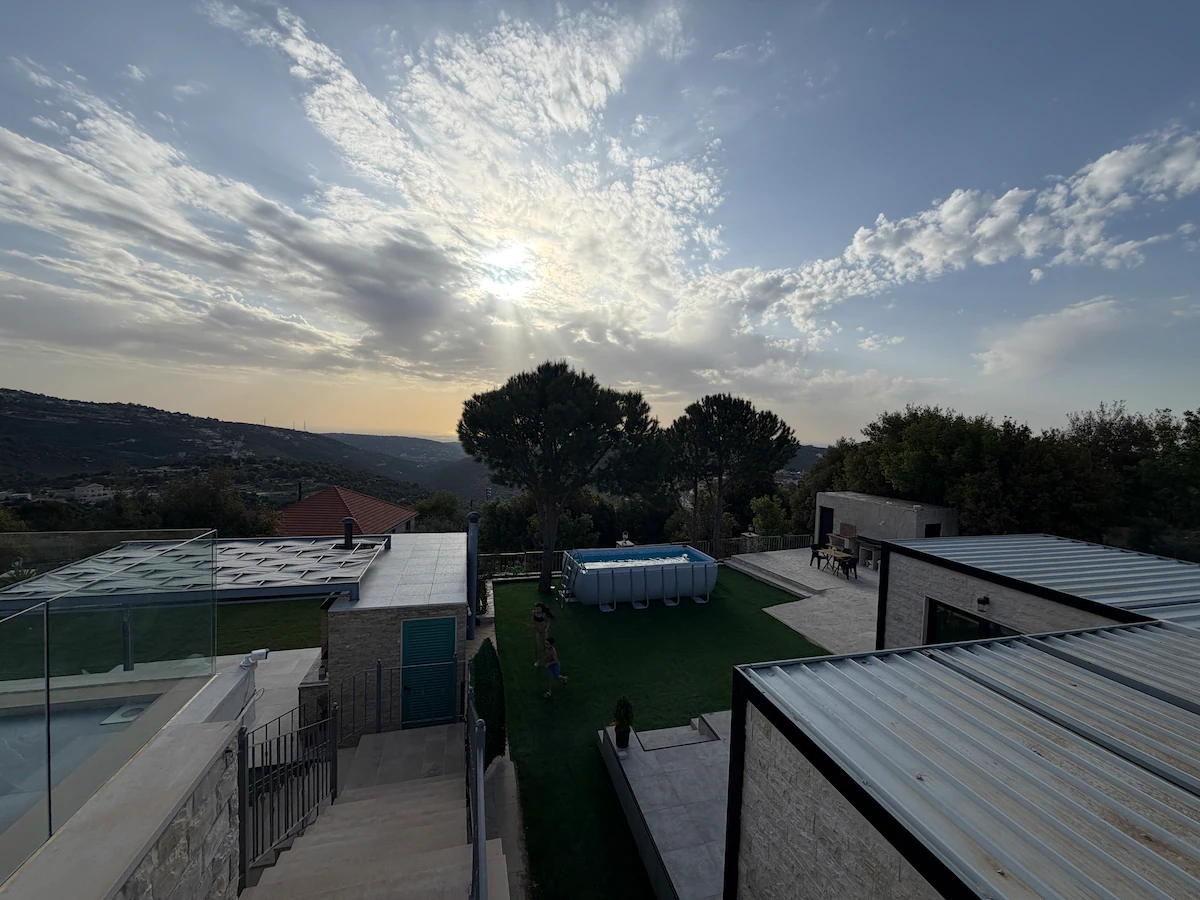 Property overview at sunset