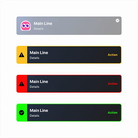 Alert notification components in different states
