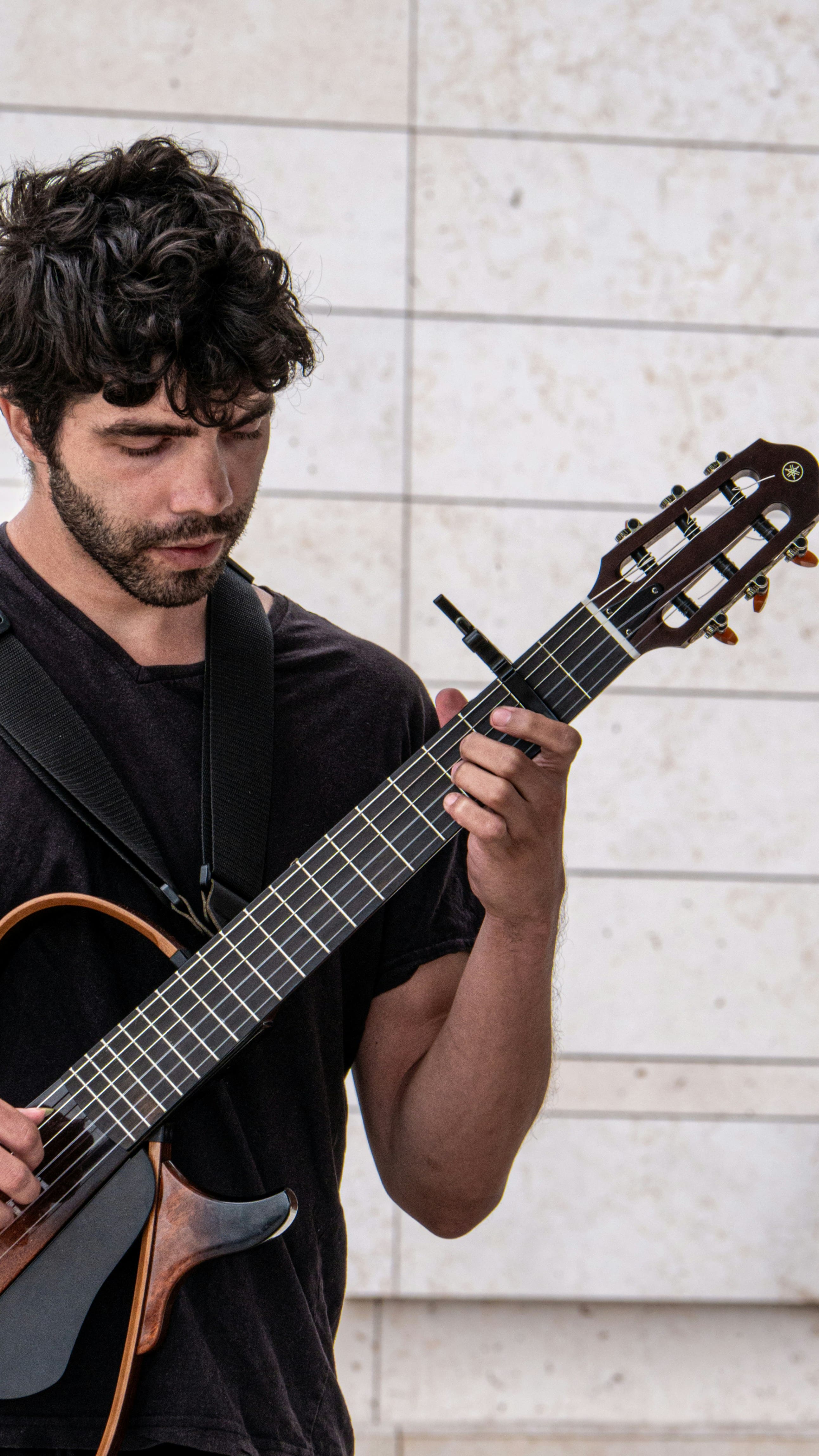 Guitarist playing classical guitar