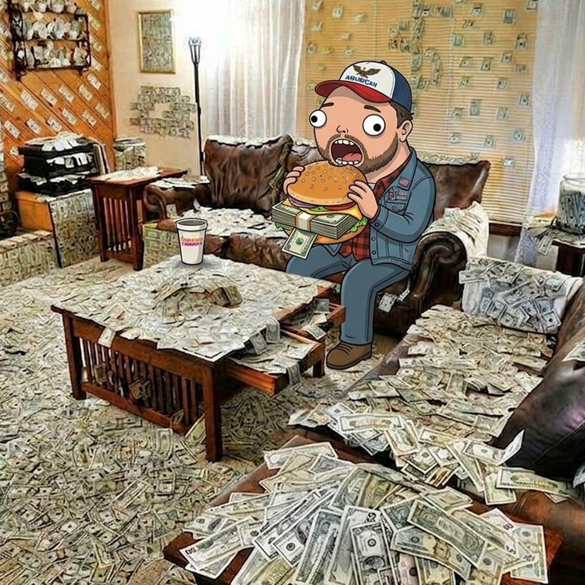 Amurican eating money burger