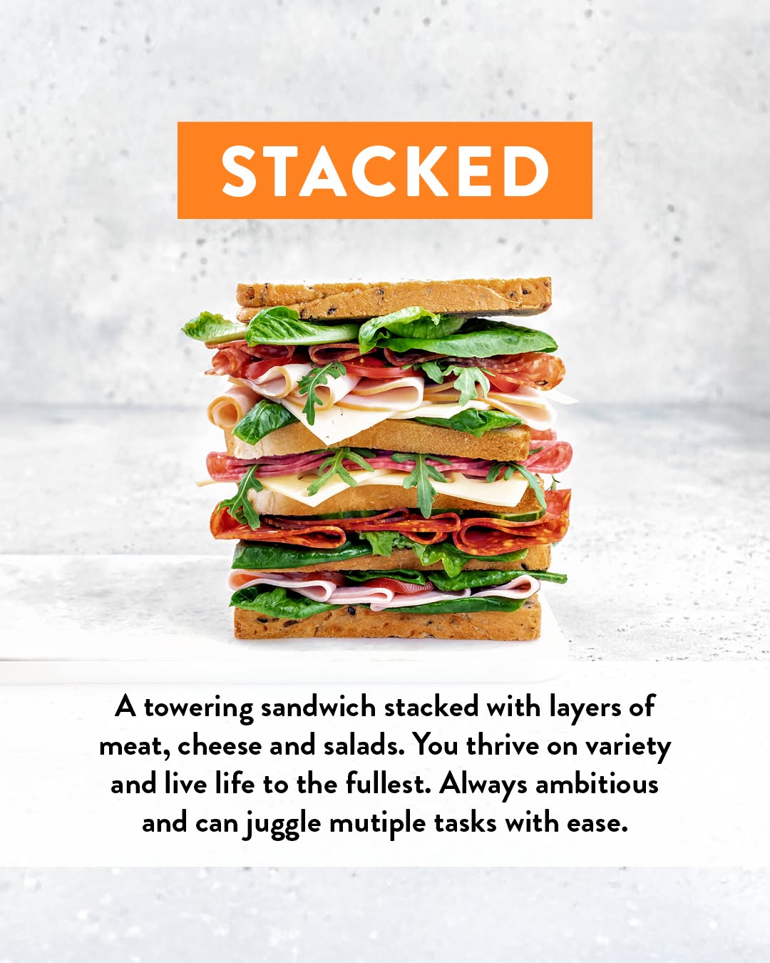 Freshly stacked sandwiches and ready-made food options