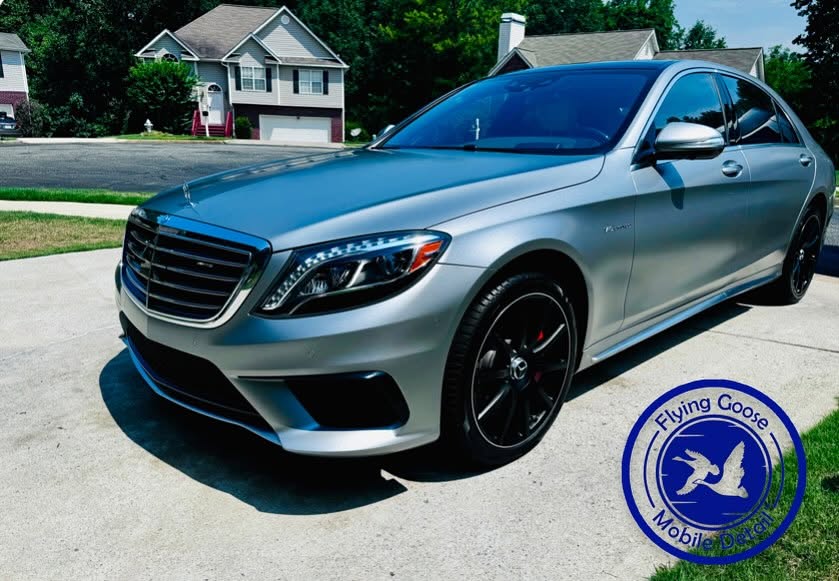 Mercedes AMG S-Class freshly detailed — gleaming silver finish