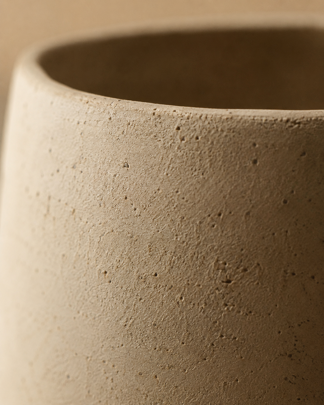 Close-up of raw unglazed stoneware ceramic texture