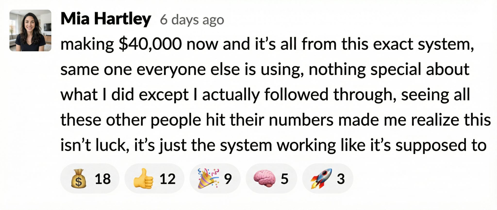 Mia Hartley: making $40,000 from this exact system