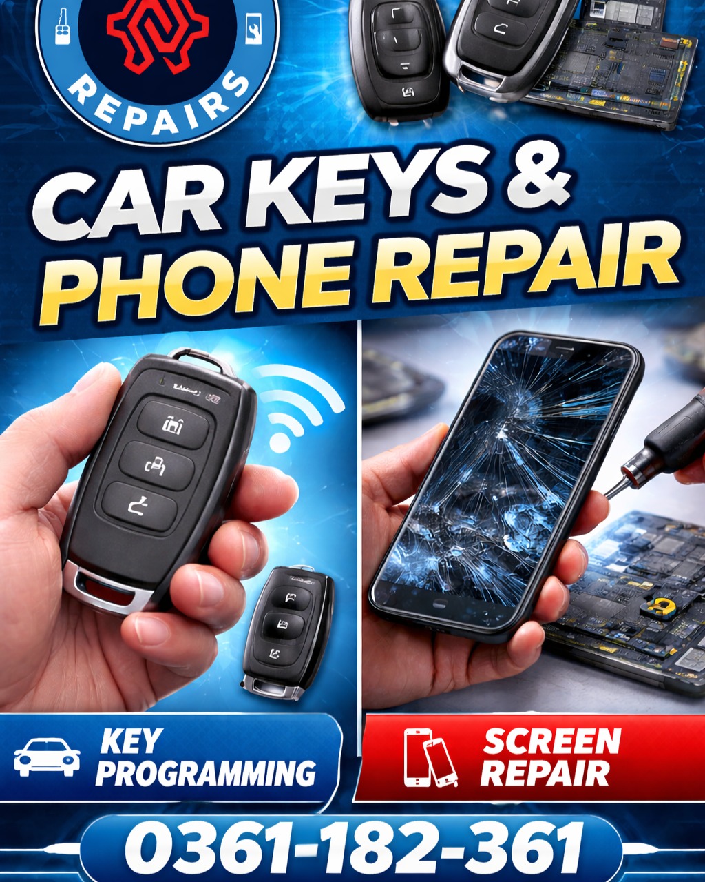 Nirvana Repairs technician carefully repairing a smartphone at the Glenorchy Central workshop