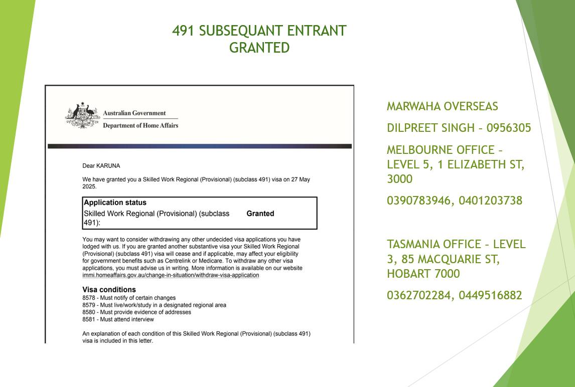 Skilled Work Regional (491) Granted