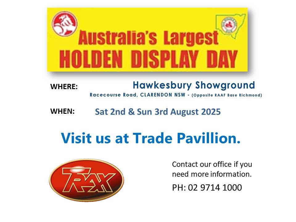 Australia's Largest Holden Display Day at Hawkesbury Showground — Trax display at Trade Pavilion