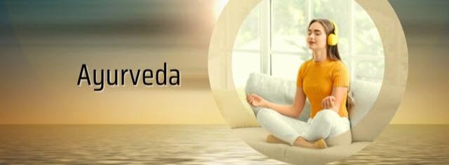 Ayurveda — the science of healing, peaceful meditation scene
