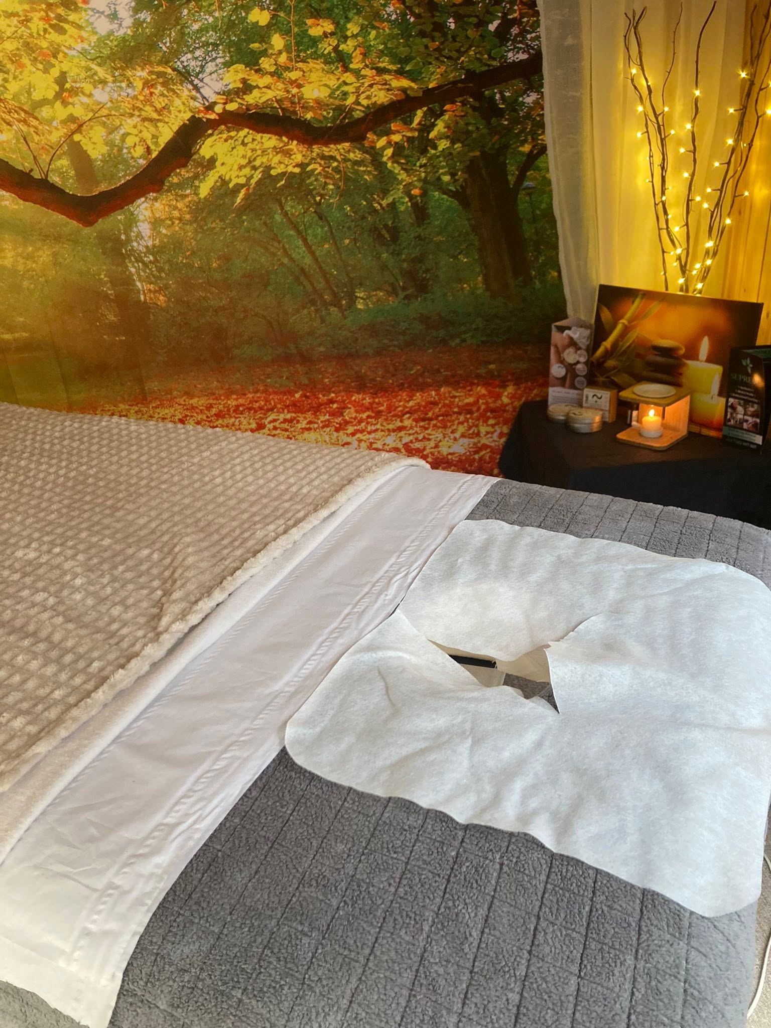 Wooden heart-shaped massage sign reading Shhh Massage In Progress