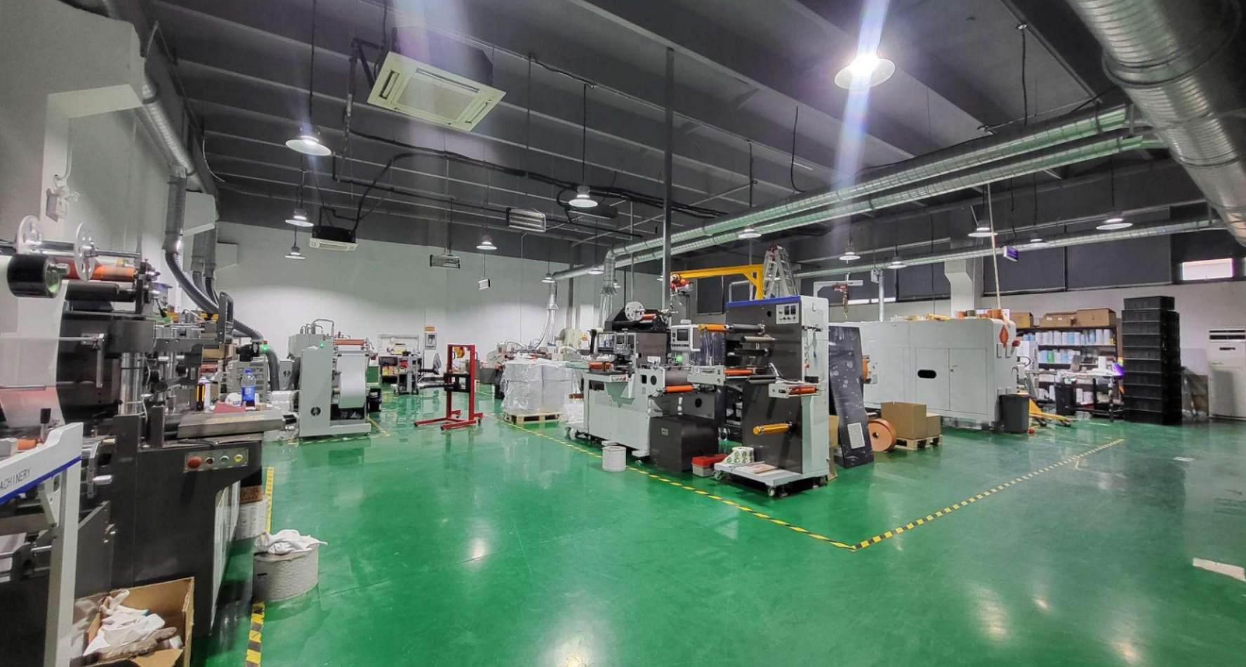 Main production hall with green floor