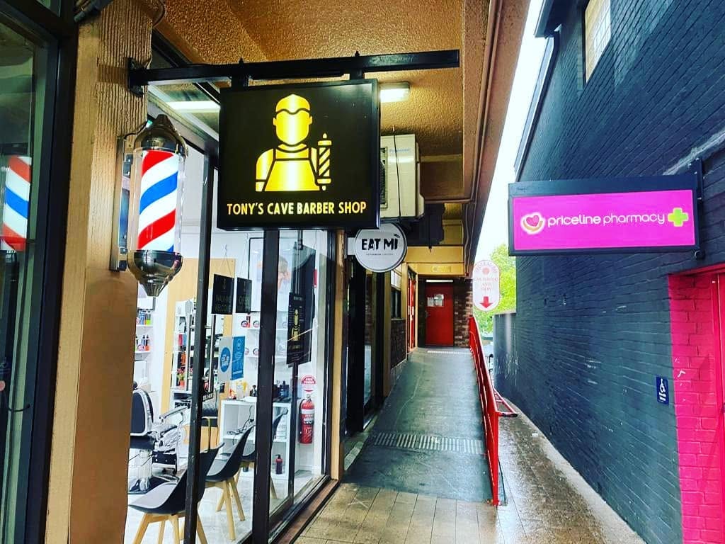 Tony's Cave Barber Shop exterior on Military Road, Neutral Bay