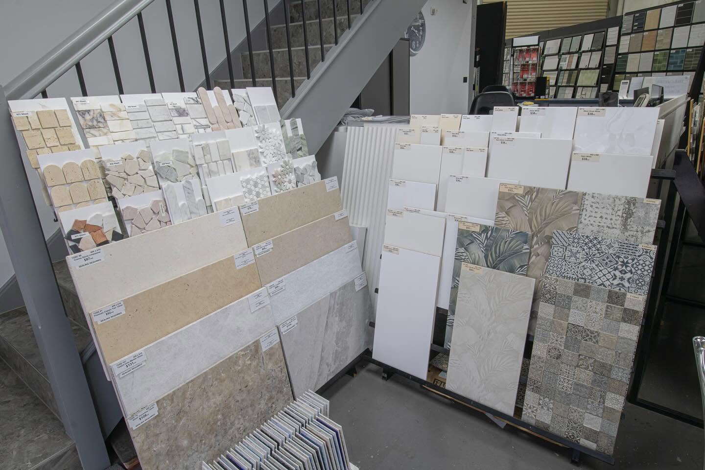 Tile showroom displays with a wide selection of wall and floor tile samples – Wollondilly Tiles