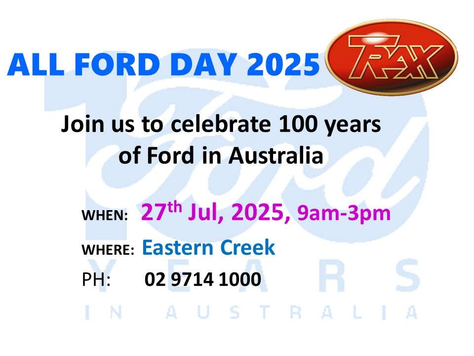 All Ford Day 2025 at Eastern Creek — Trax Model Cars celebrating 100 years of Ford in Australia