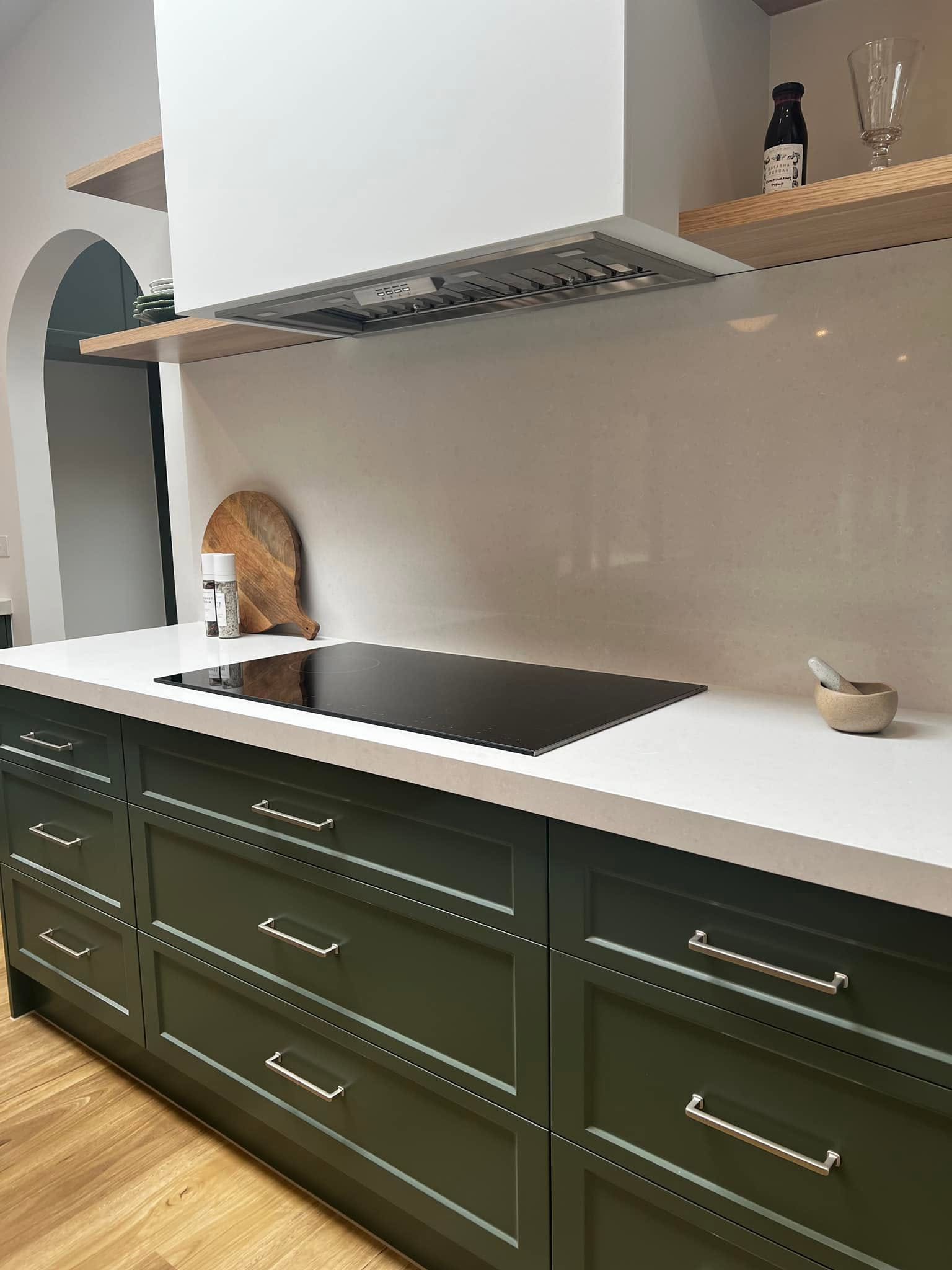 Beautifully cleaned green kitchen ready for handover