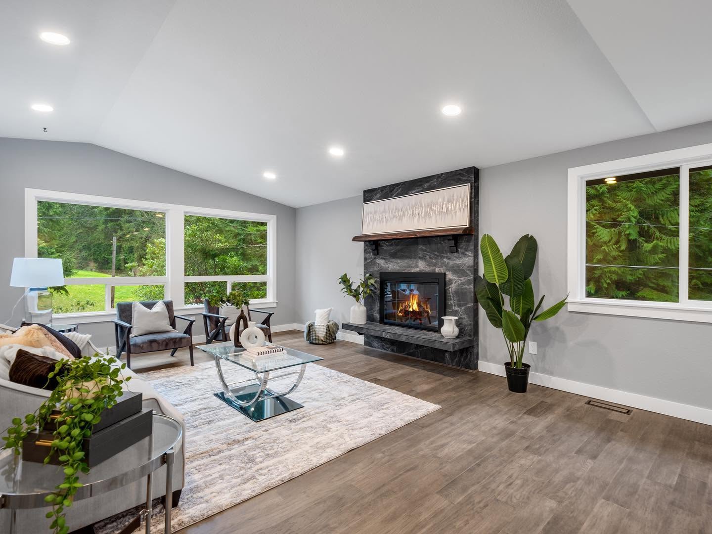 Stylish living room interior used for residential property appraisal
