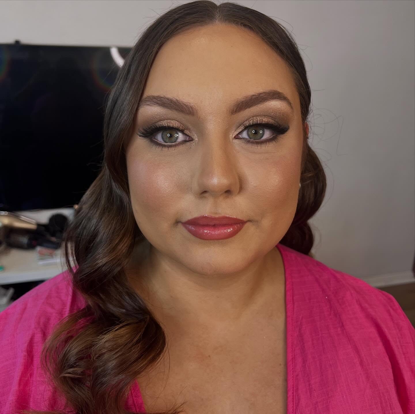 Bridal-inspired look with fluttery lashes and mauve lips