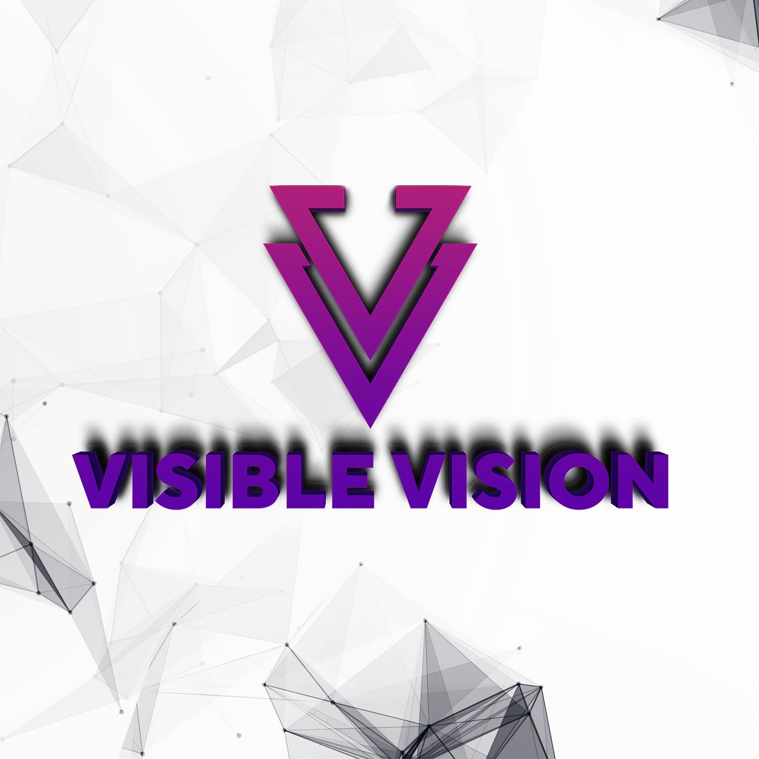 Visible Optical — Visible Vision branding with geometric polygon background