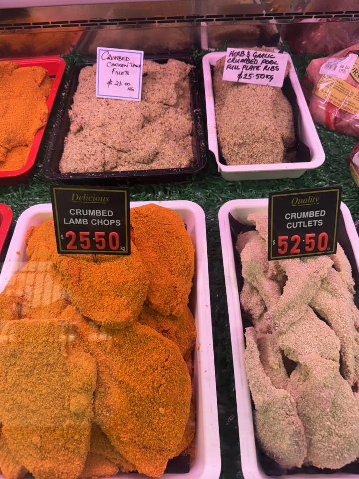 Crumbed lamb chops and herb garlic crumbed pork ribs