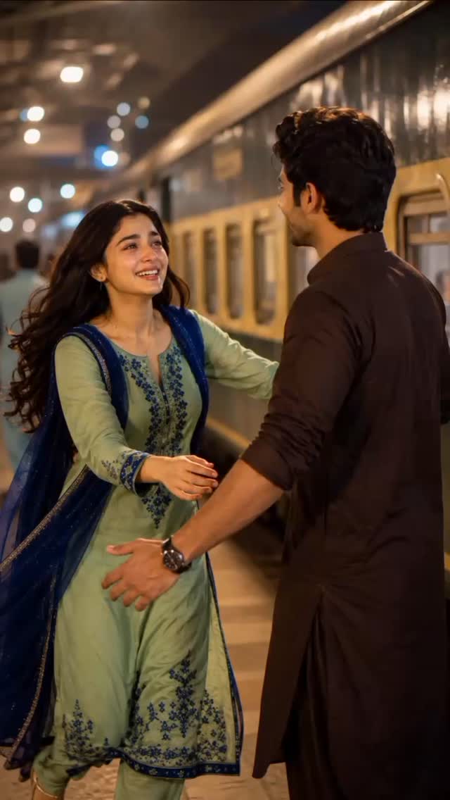 Couple sharing a joyful moment at a train station — photographed by Studio Ishq