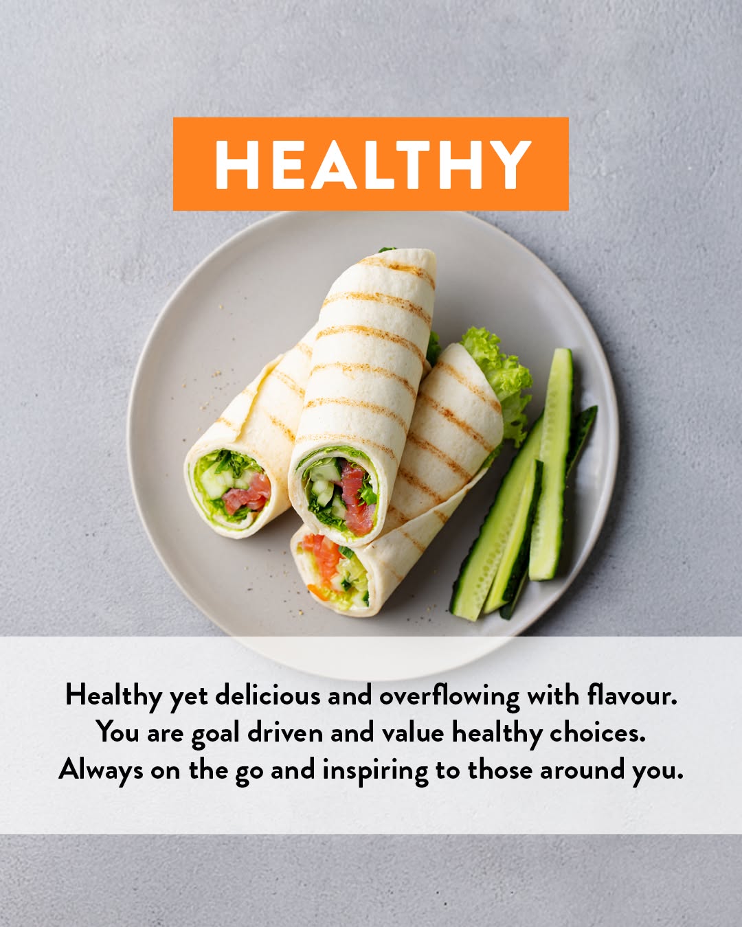 Fresh healthy wraps with salad — the kind of food available from our cafe